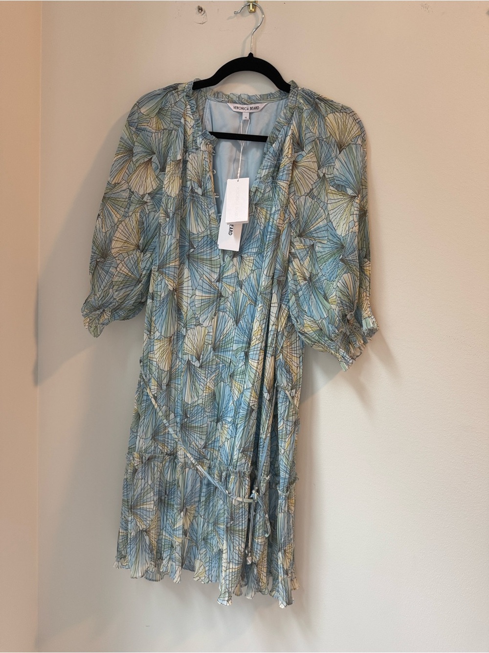 Veronica Beard Blue and Cream Printed Mini Dress. NWT Size 16